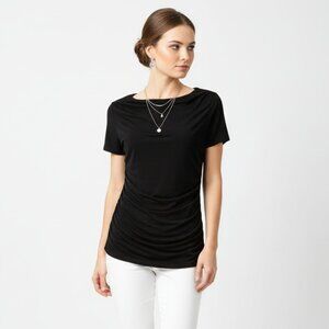 Lida Baday Black Short Sleeve Tunic Tee T Shirt Top M